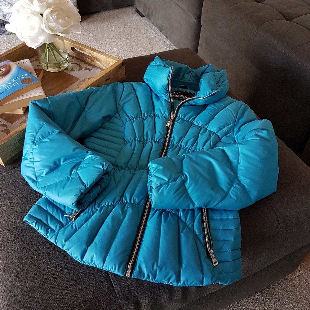 GUESS Turquoise Blue Puffer Jacket - size M